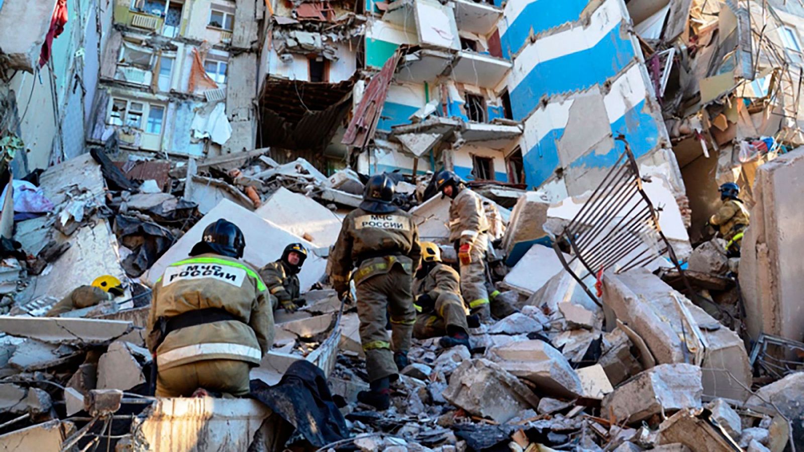 Estado en el que ha quedado en el edificio derrumbado en la ciudad rusa de Magnitogorsk