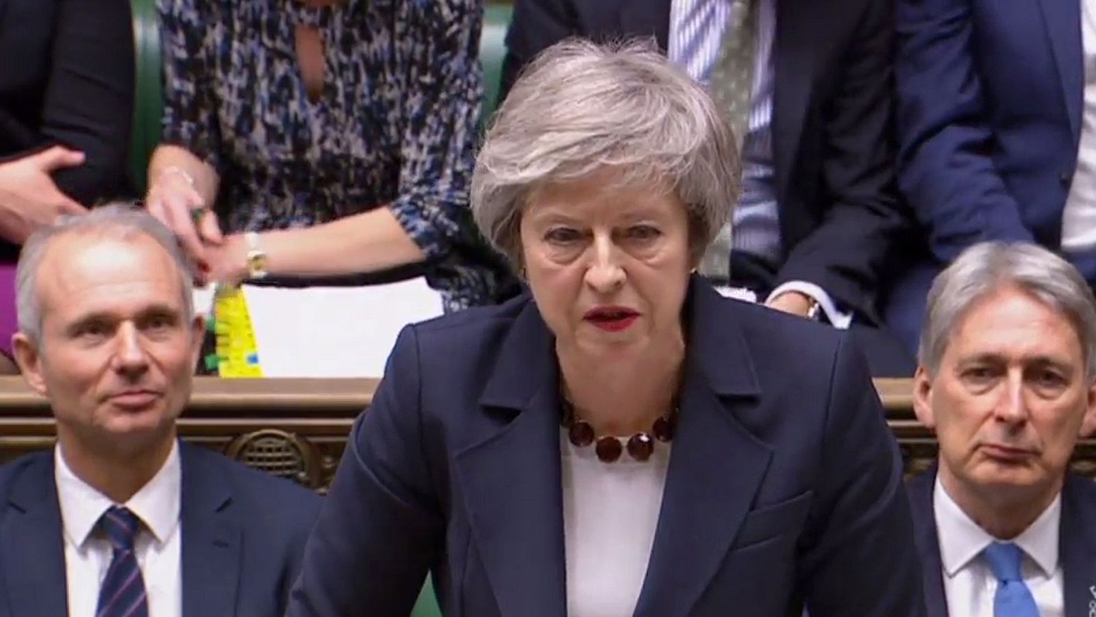 La primera ministra británica Theresa May durante el debate en la Cámara de los Comunes.