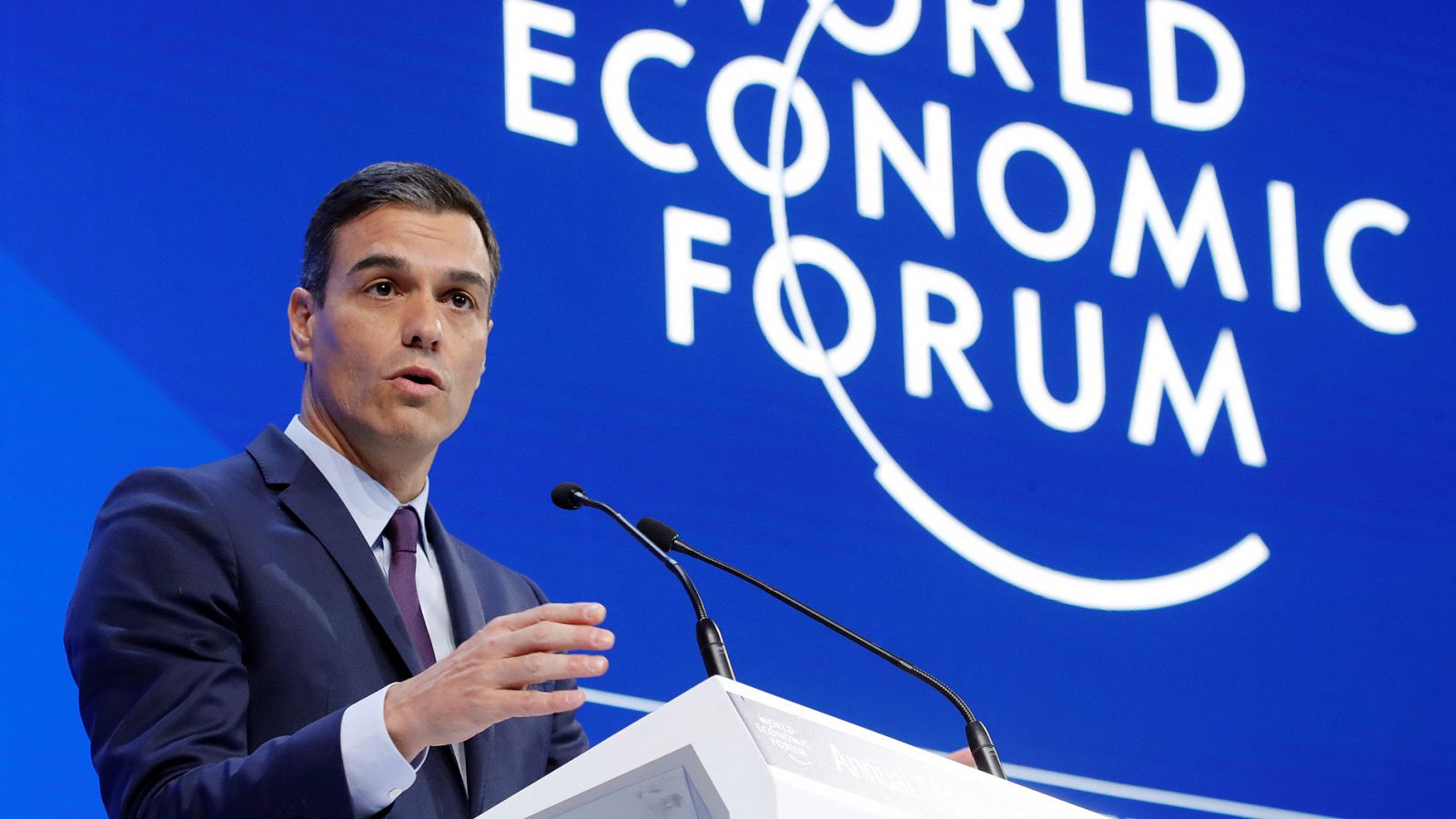 El presidente del Gobierno, Pedro Sánchez, en el Foro Económico Mundial que se celebra en Davos.