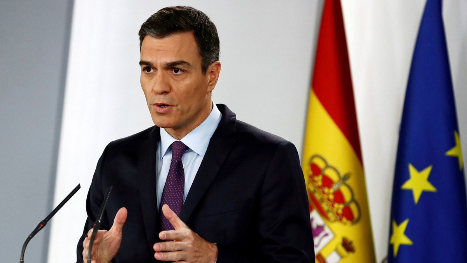 El presidente del Gobierno, Pedro Sánchez, en una comparecencia
