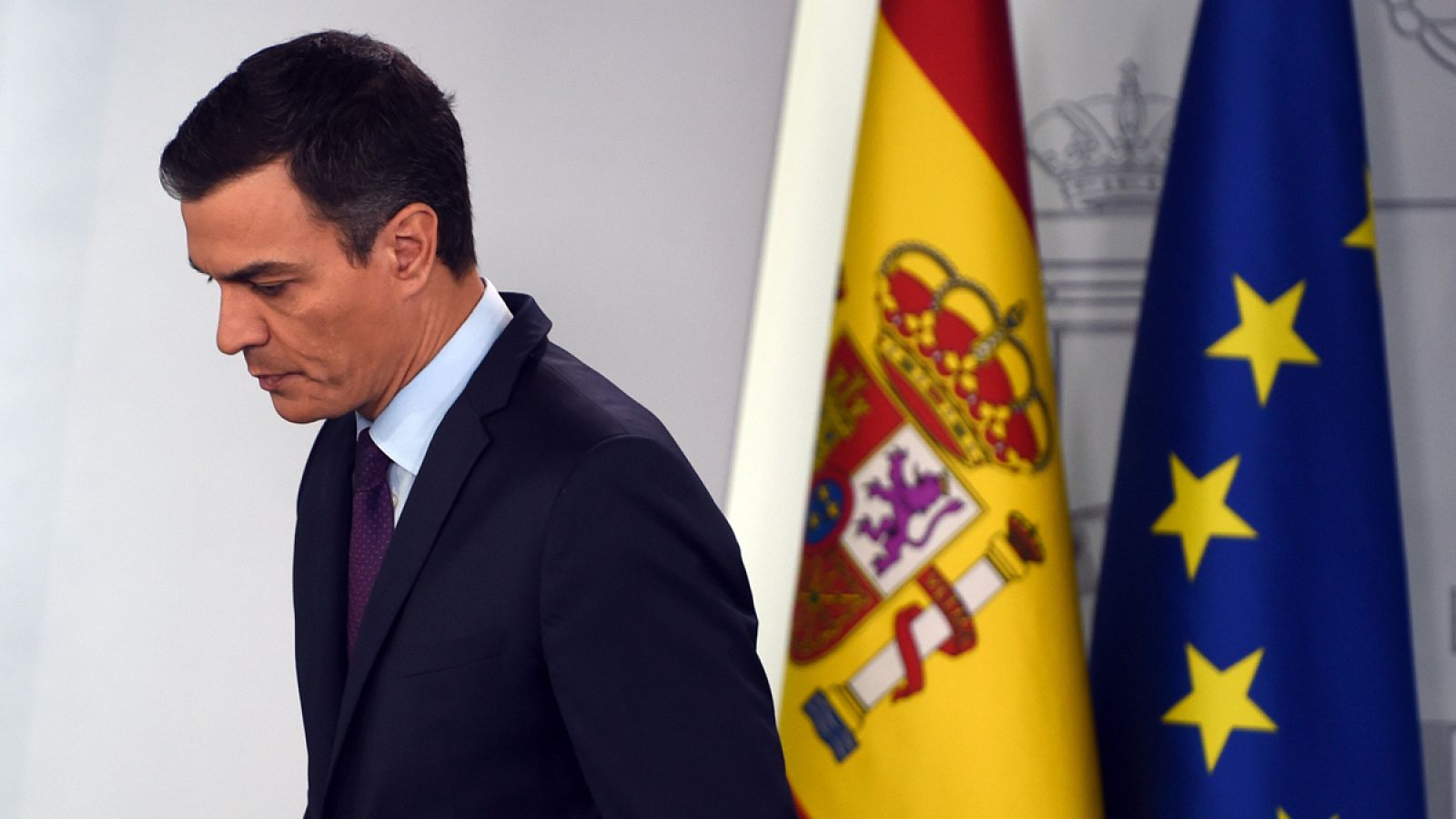 El presidente del Gobierno, Pedro Sánchez, en una comparecencia en La Moncloa