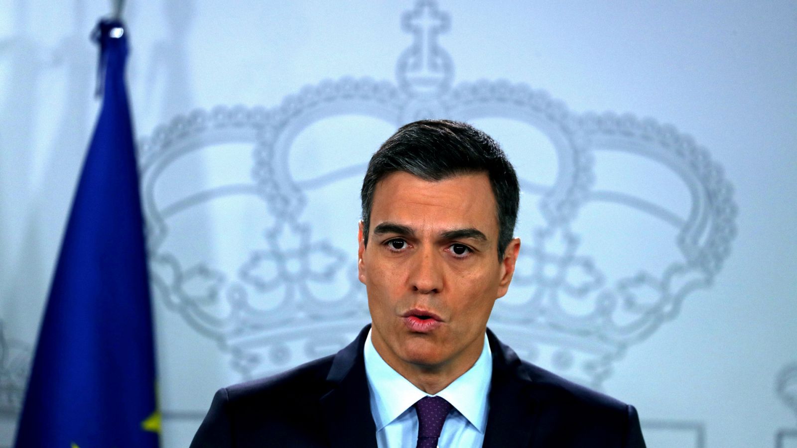 El presidente del Gobierno, Pedro Sánchez, en una reciente declaración en la Moncloa