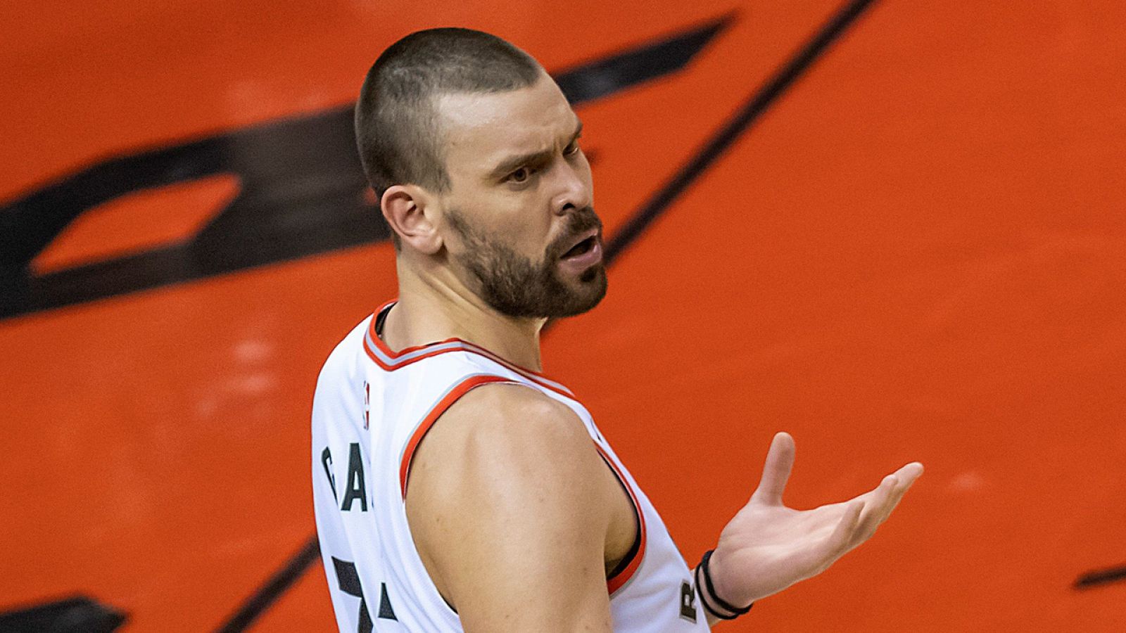 Marc Gasol gesticula en un reciente partido de los Raptors