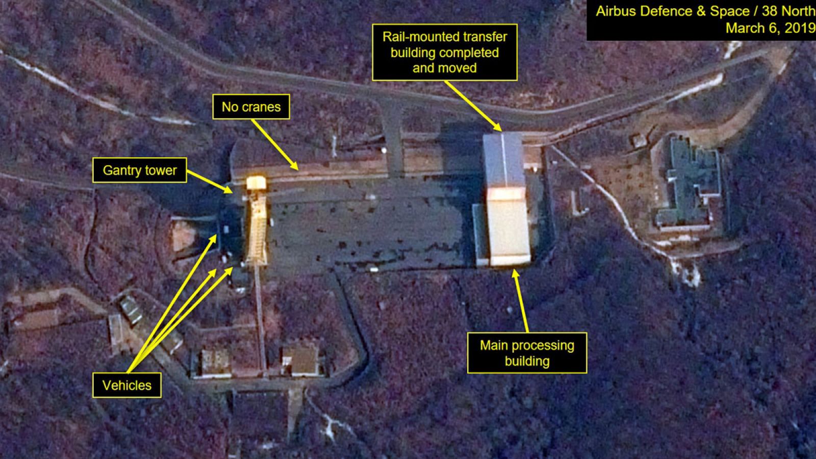 Una de las imágenes por satélite que muestran actividad en la llamada planta de Sanumdong, situada en el distrito de Ryongsong en Pionyang.