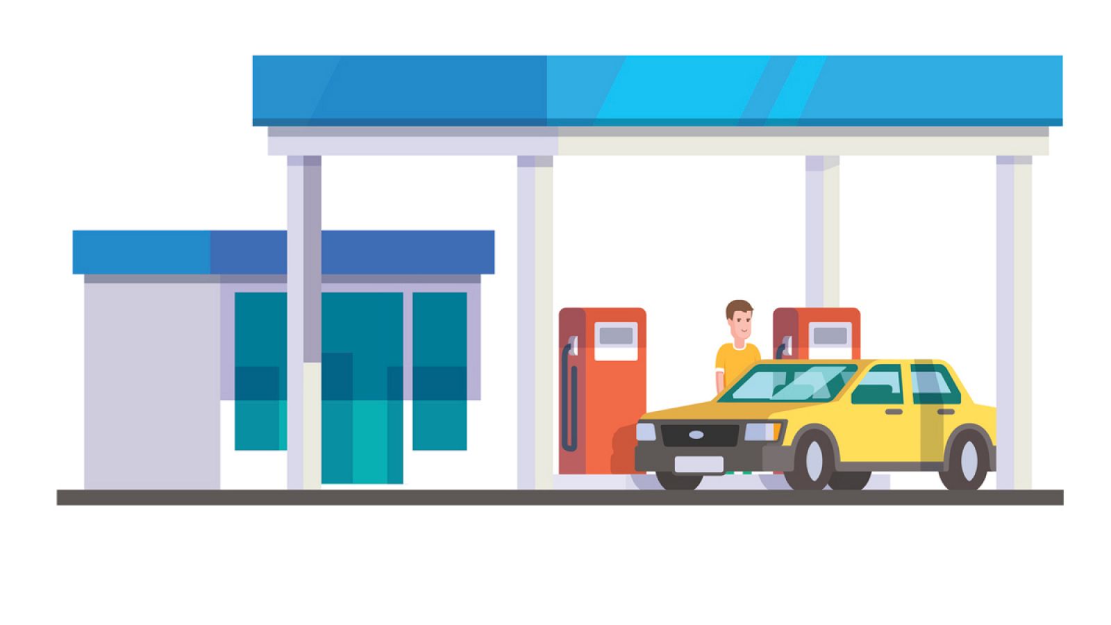 Ilustración de una gasolinera