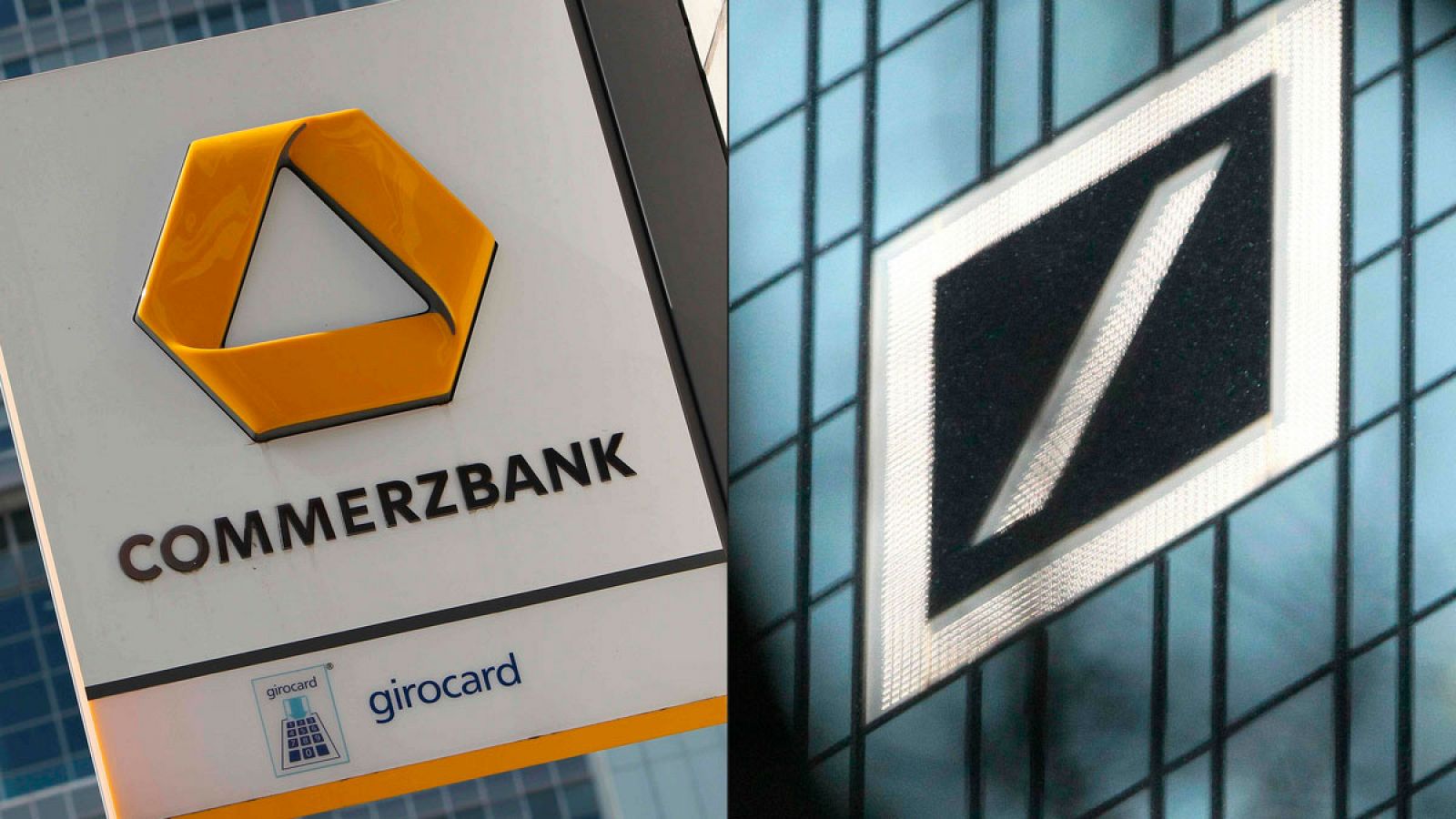 Una imagen que combina los logos de Commerzbank y Deutsche Bank