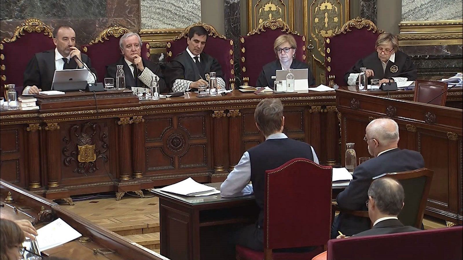 Un momento de las declaraciones de la vigesimotercera jornada del juicio del 'procés' en el Tribunal Supremo.