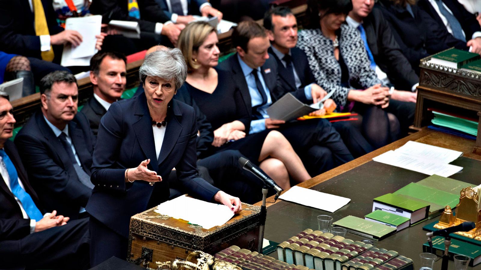 La primera ministra británica, Theresa May, durante la sesión parlamentaria