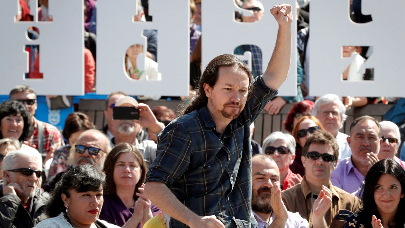 El secretario general de Podemos y candidato de Unidas Podemos a la presidencia del Gobierno, Pablo Iglesias, durante un acto en Pamplona.