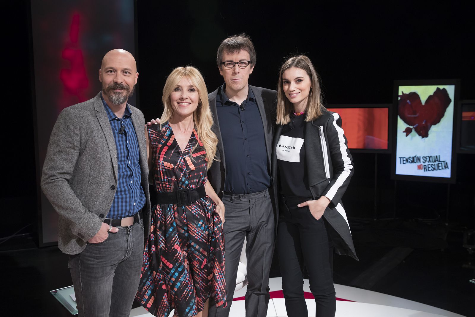 Cayetana Guillén Cuervo con el director, Miguel Ángel Lamata, y los actores Fele Martínez y Norma Ruiz