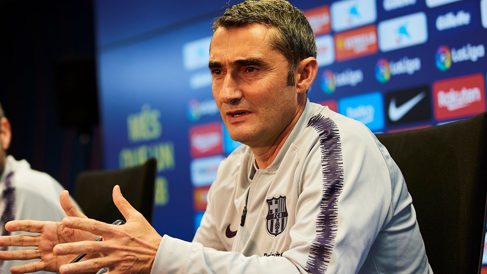 El entrenador del FC Barcelona Ernesto Valverde, durante la rueda de prensa.
