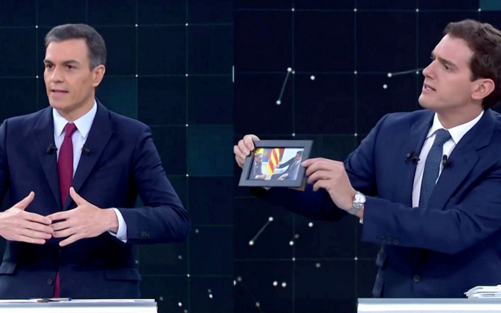 Pedro Sánchez y Albert Rivera en un momento del debate