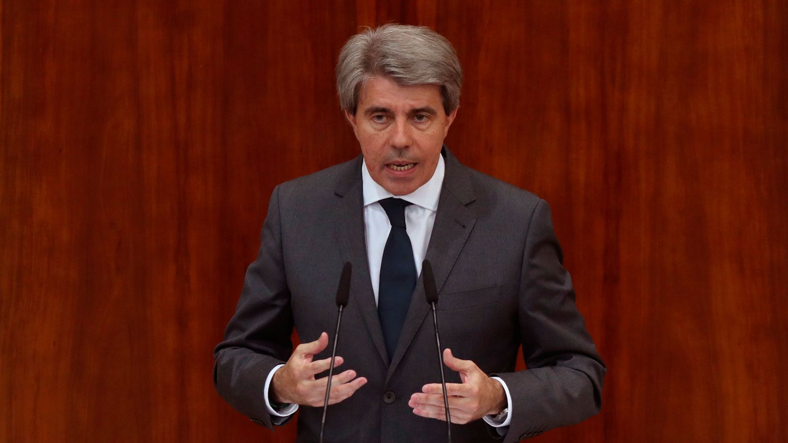 El expresidente de la Comunidad de Madrid, Ángel Garrido, durante  una intervención en la Asamblea regional.