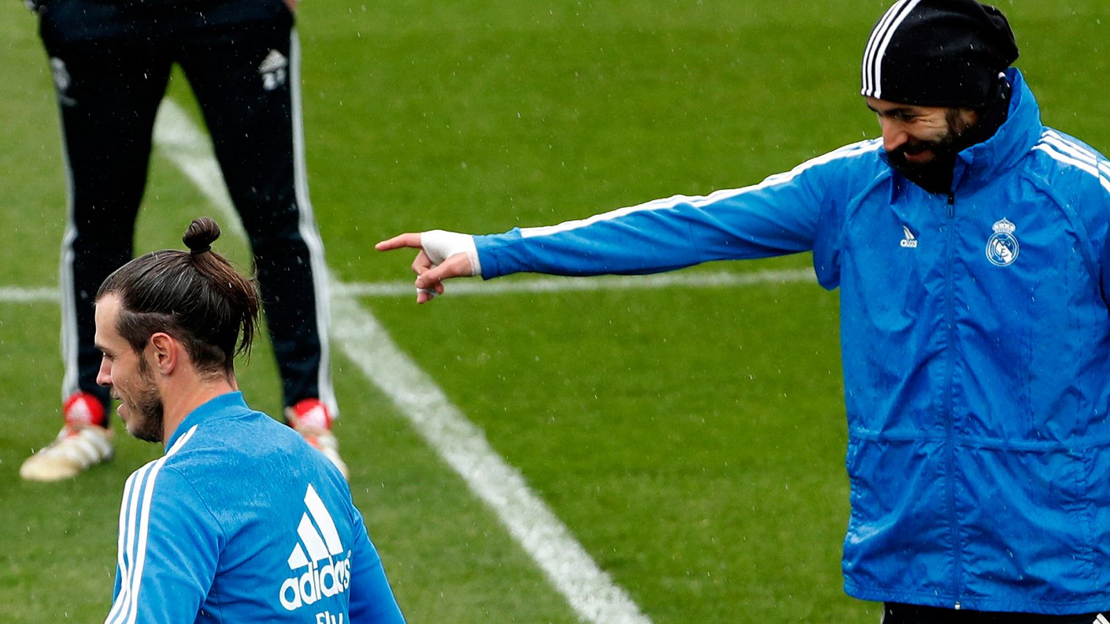 Karim Benzema, en un entrenamieto con el Real Madrid.