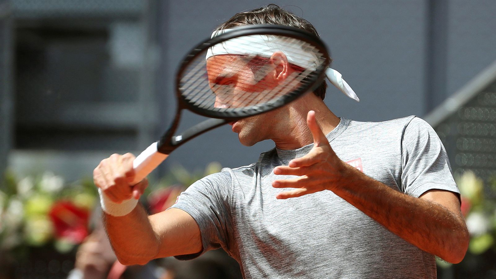 Roger Federer, en un entrenamiento en la Caja Mágica.