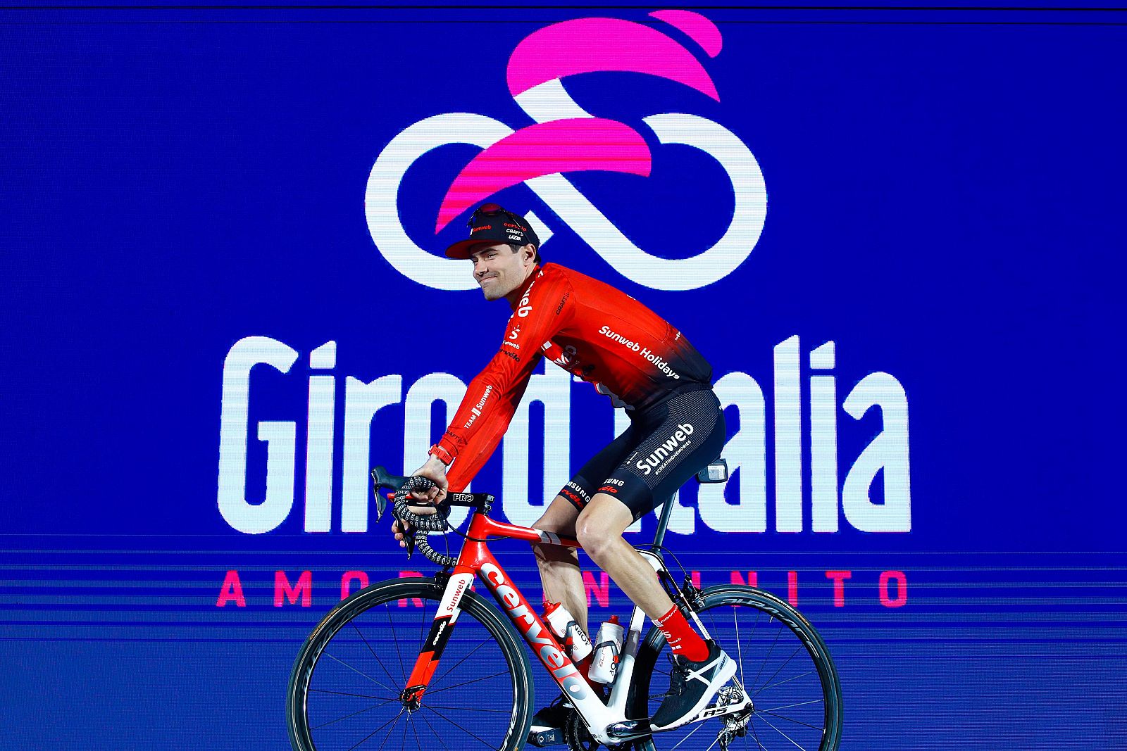 Imagen del ciclista Tom Dumoulin (Team Sunweb) durante la presentación del Giro de Italia 2019.