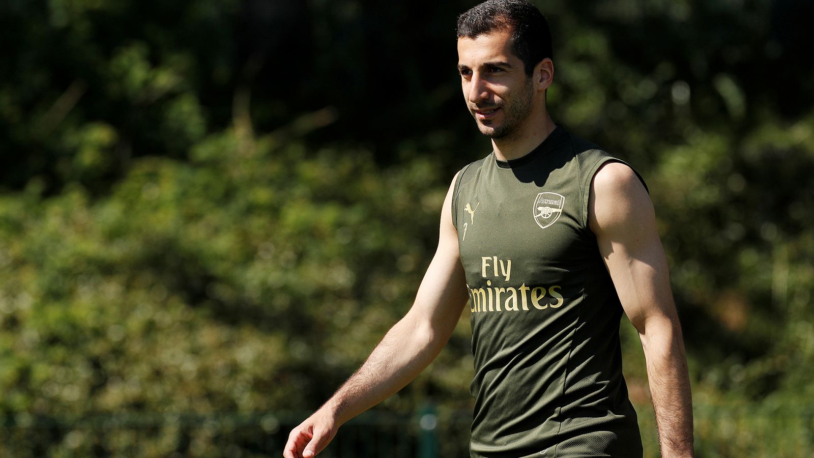 Mkhitaryan, en un entrenamiento con el Arsenal.