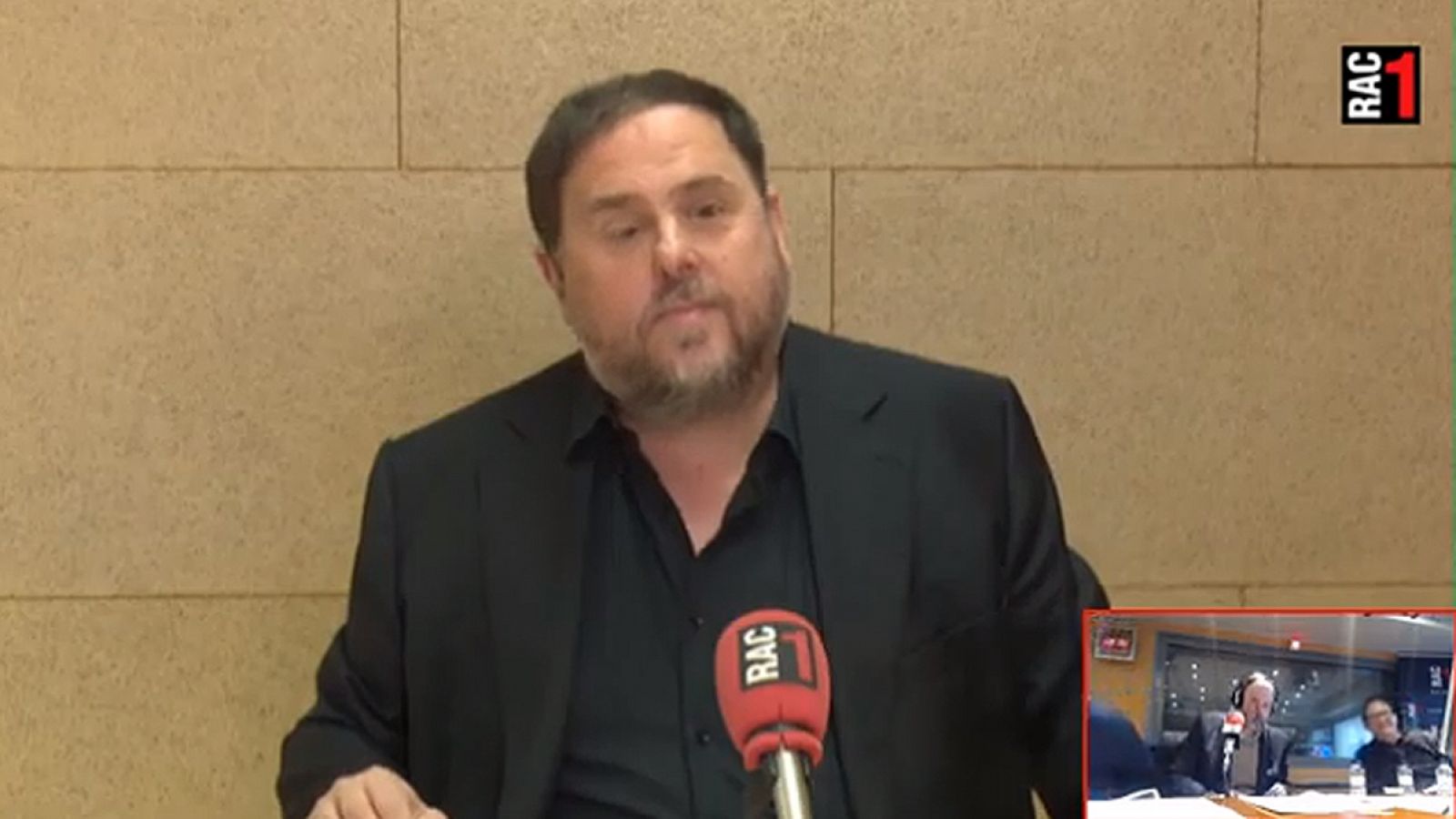 Oriol Junqueras entrevistado en la emisora Rac1 (imagen del streaming de la emisora). 