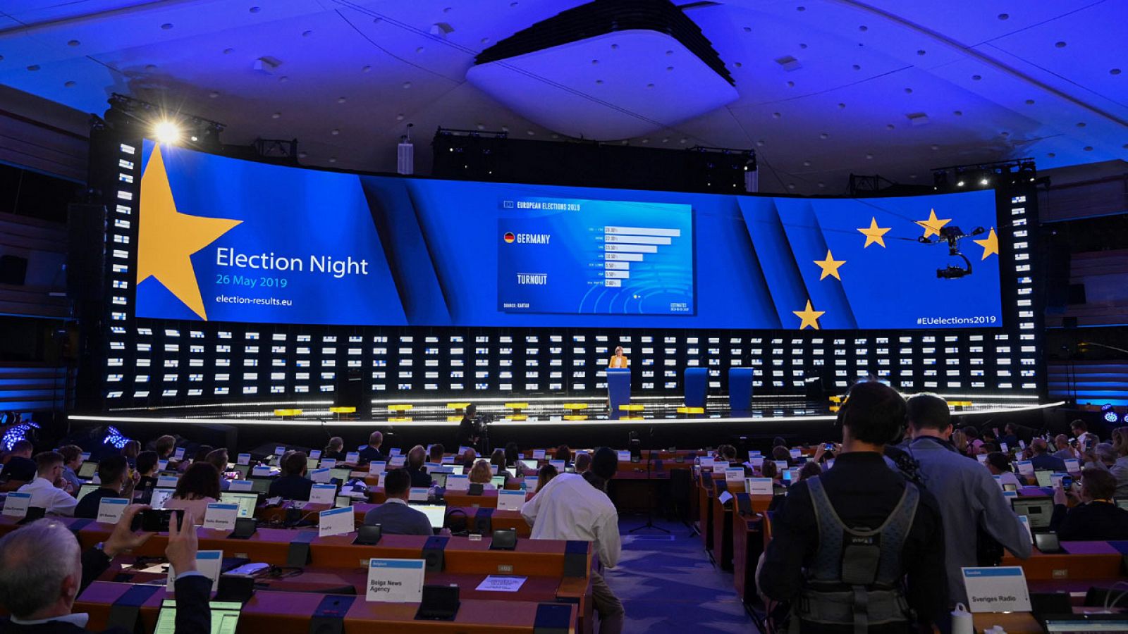 Noche electoral en el Parlamento Europeo