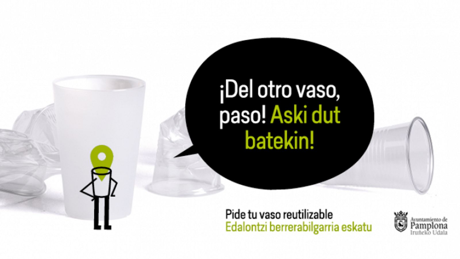 Campaña del Ayuntamiento de Pamplona para usar vasos reutilizables en los Sanfermines