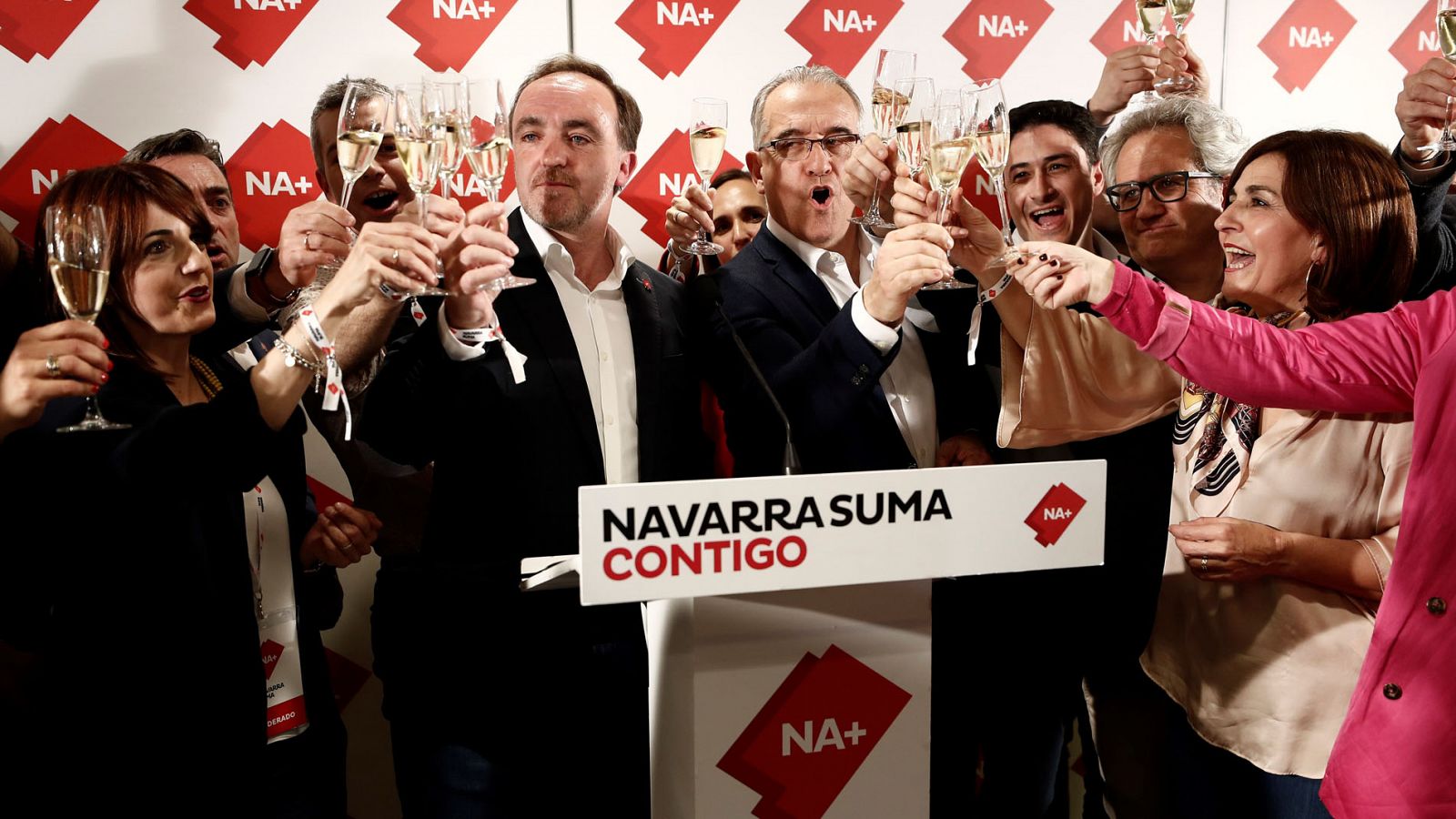 Los candidatos de Navarra Suma a la presidencia del Gobierno de Navarra y al Ayuntamiento de Pamplona Javier Esparza y Enrique Maya
