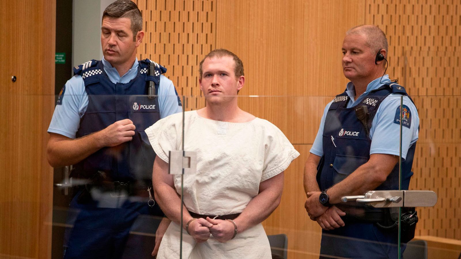 El australiano Brenton Tarrant durante su comparecencia en el Tribunal Superior de Christchurch (Nueva Zelanda) el 16 de marzo de 2019.