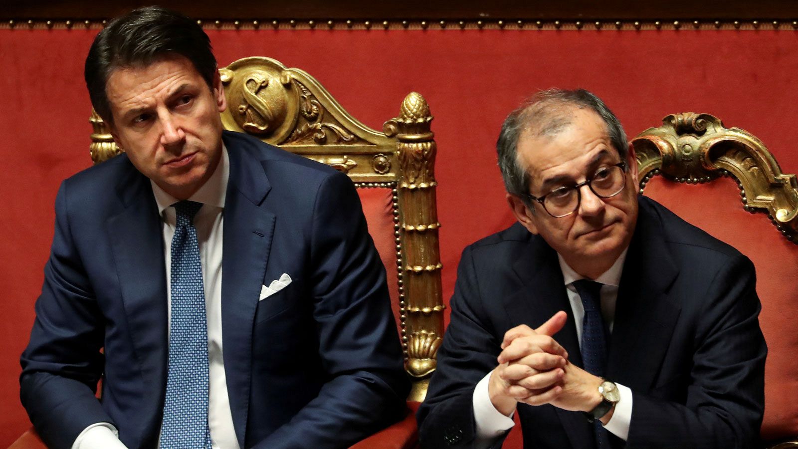 El primer ministro italiano, Giuseppe Conte, y el ministro de Finanzas, Giovanni Tria