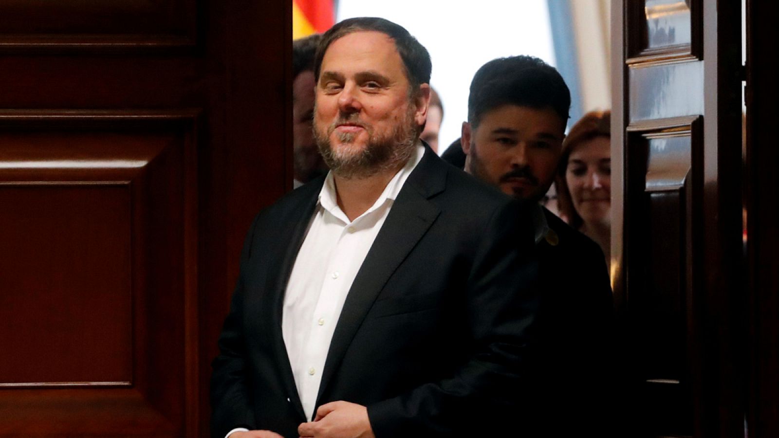 Junqueras tras recoger su acta de diputado en el Congreso