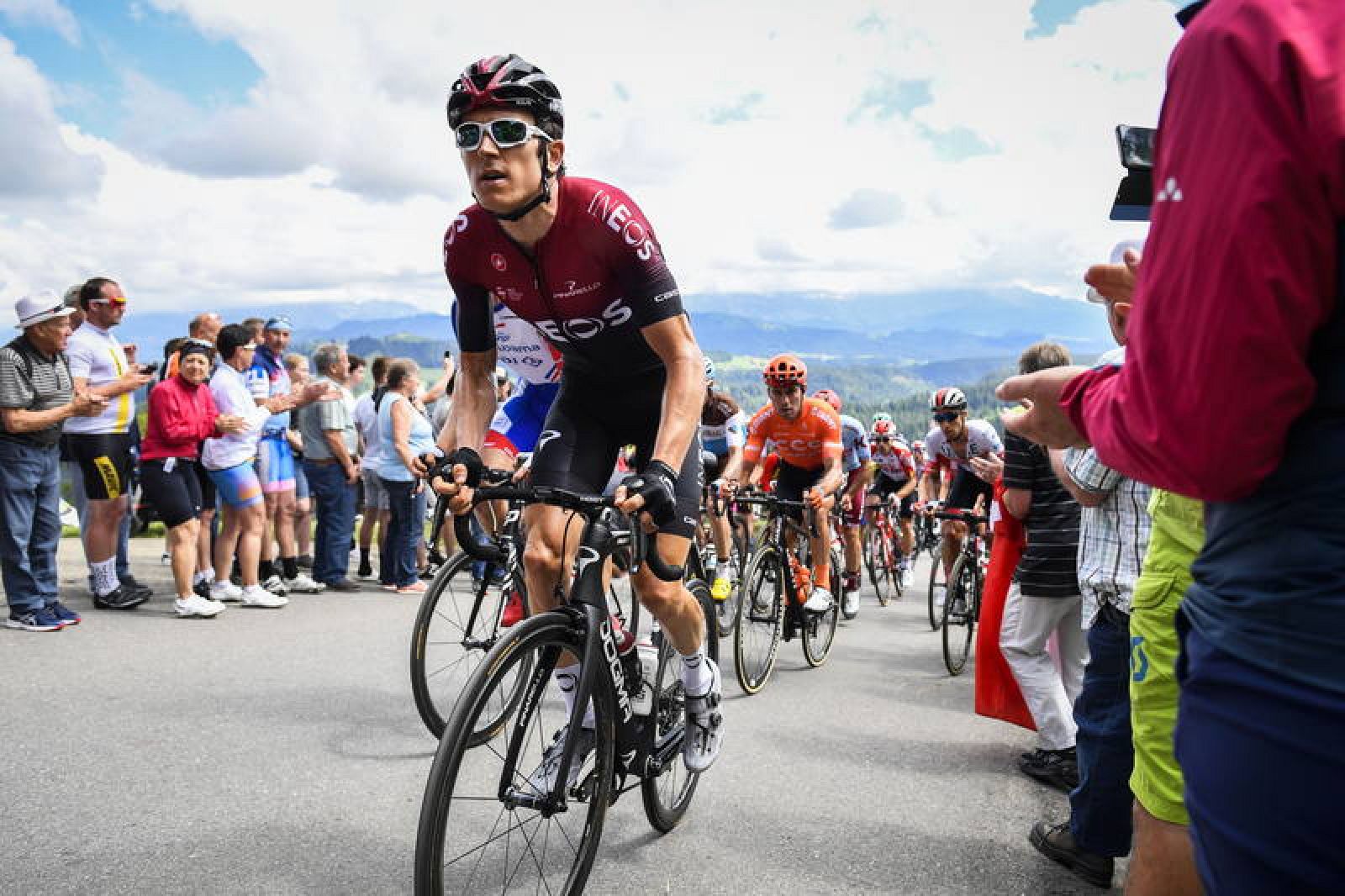 Imagen del ciclista galés durante el Tour de Suiza 2019.