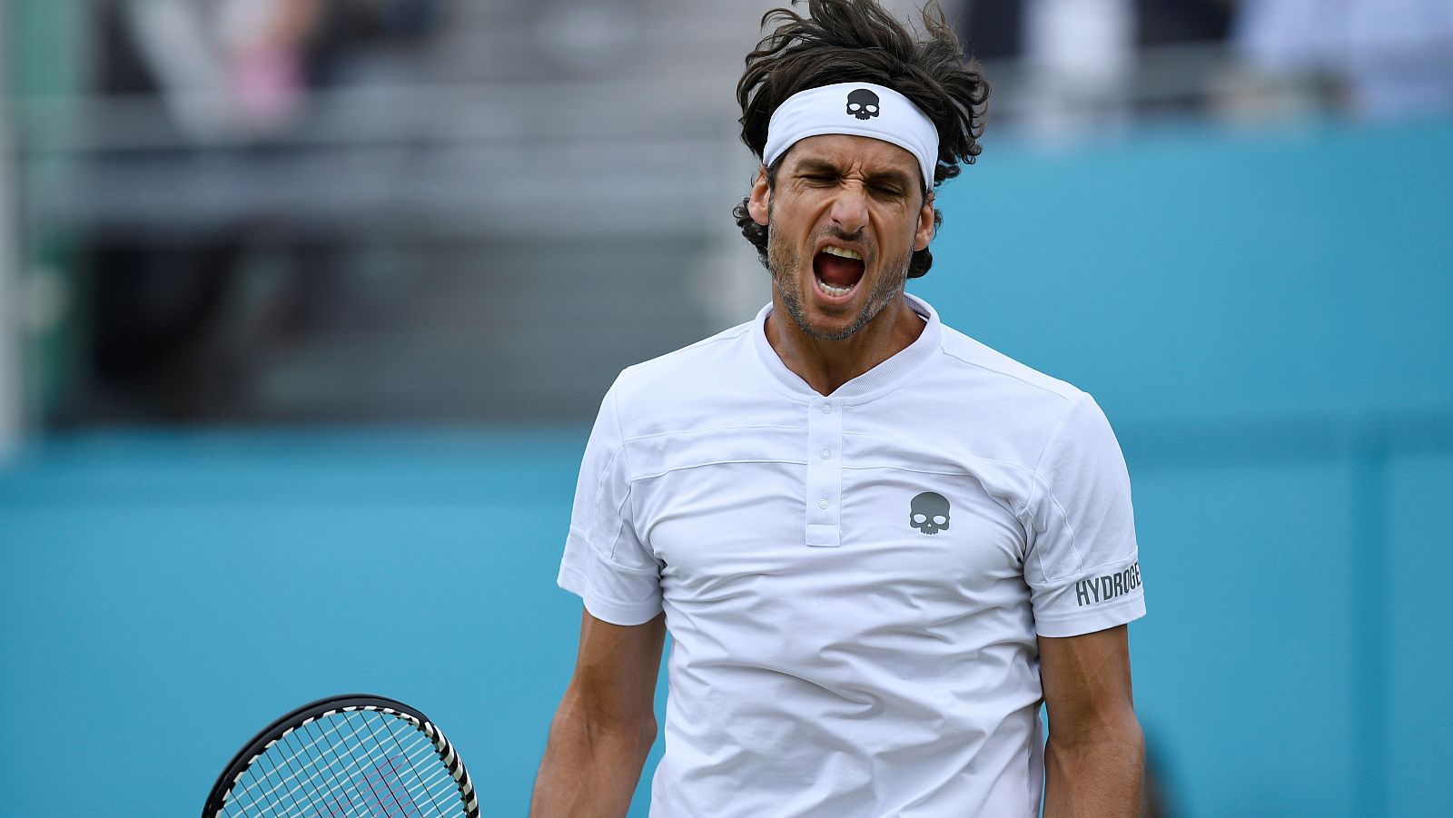 Feliciano López celebra su victoria frente a Milos Raonic.