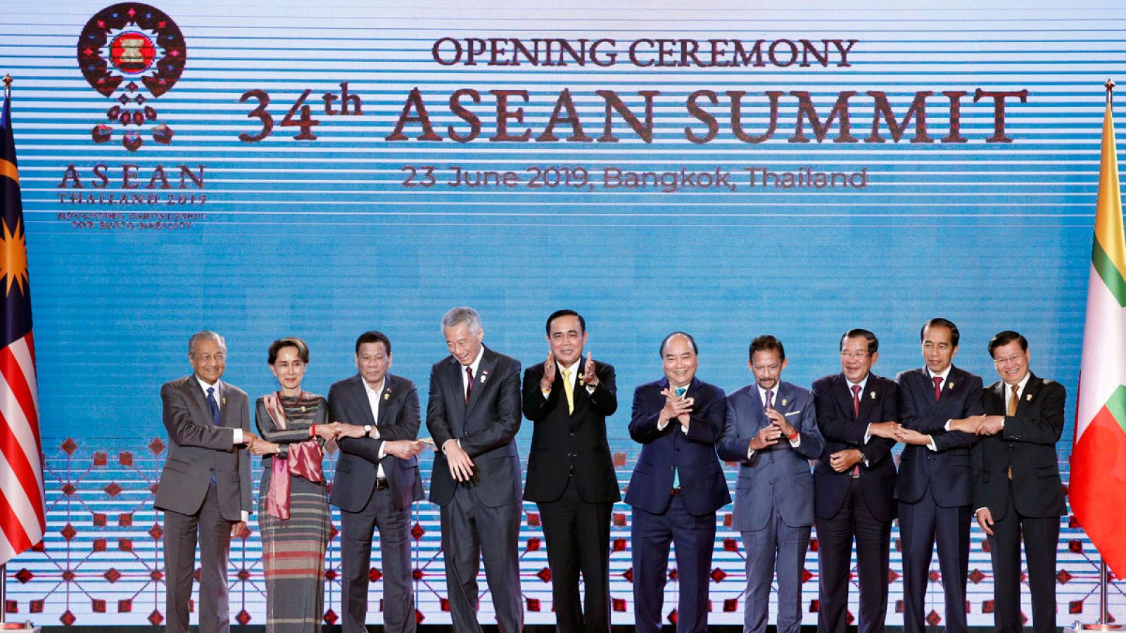 Imagen de los líderes de la Asean durante la cumbre del domingo 23 de junio de 2019 en Bangkok (Tailandia).
