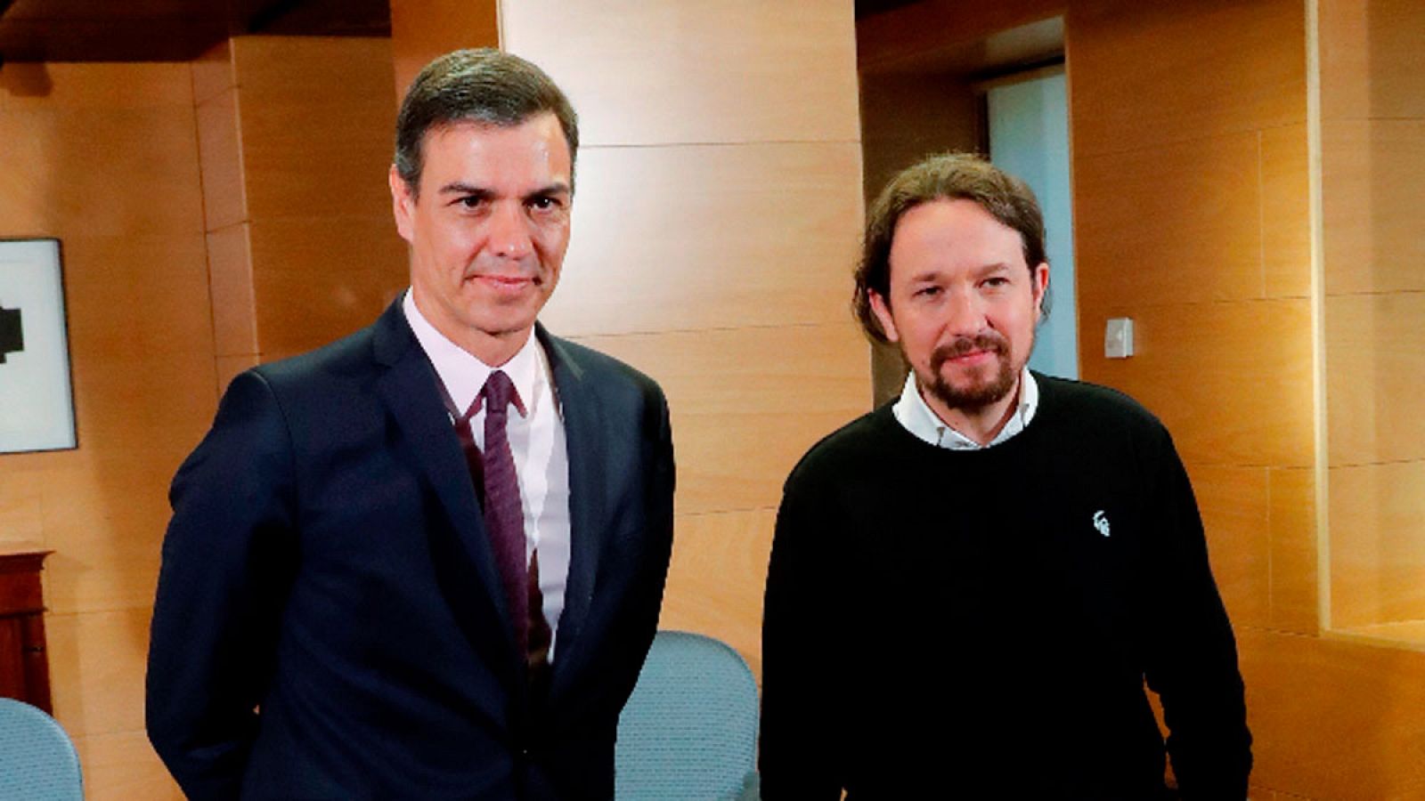 Pedro Sánchez, y el líder de Podemos, Pablo Iglesias