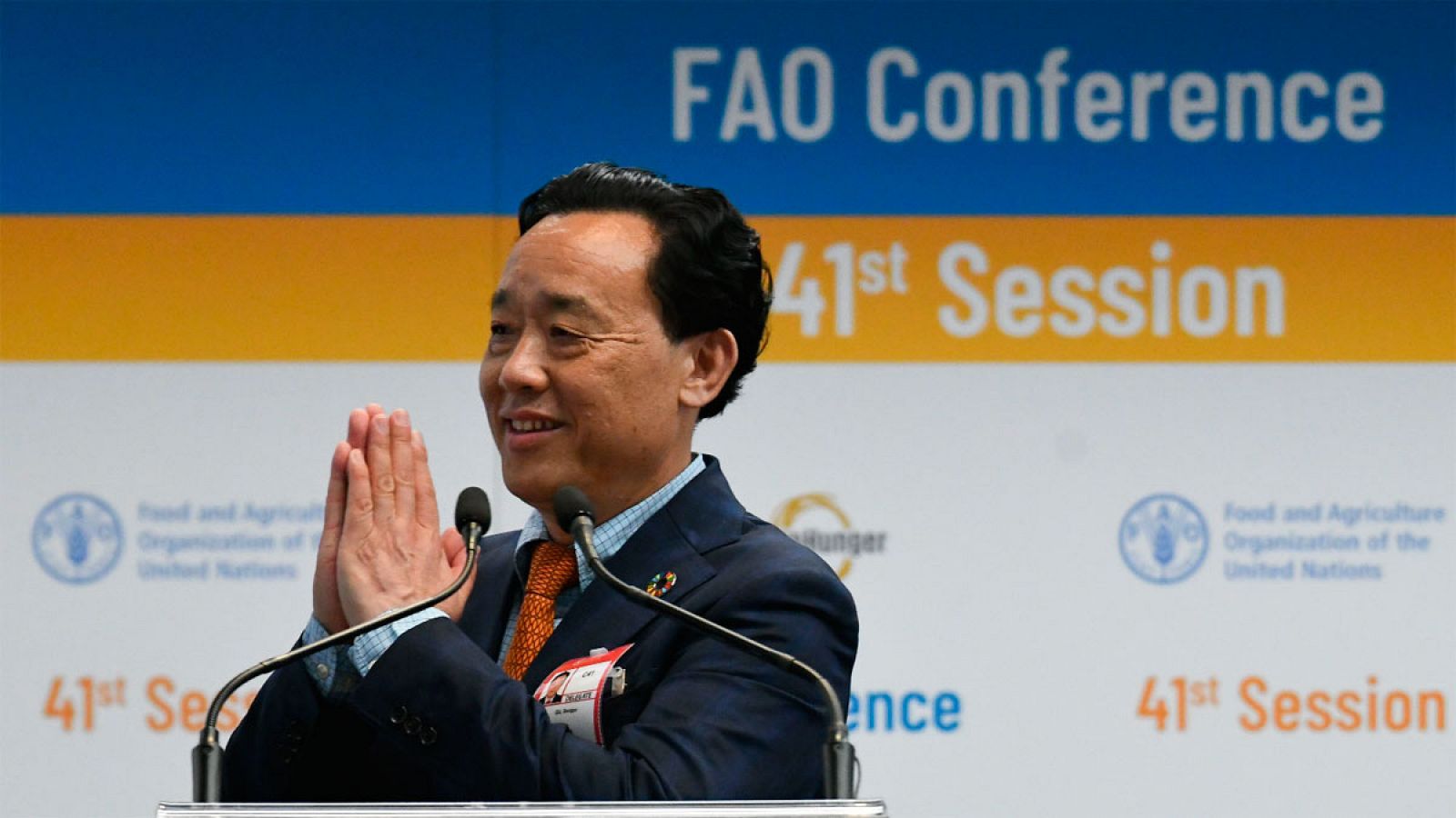Qu Dongyu tras ser elegido directo general de la FAO