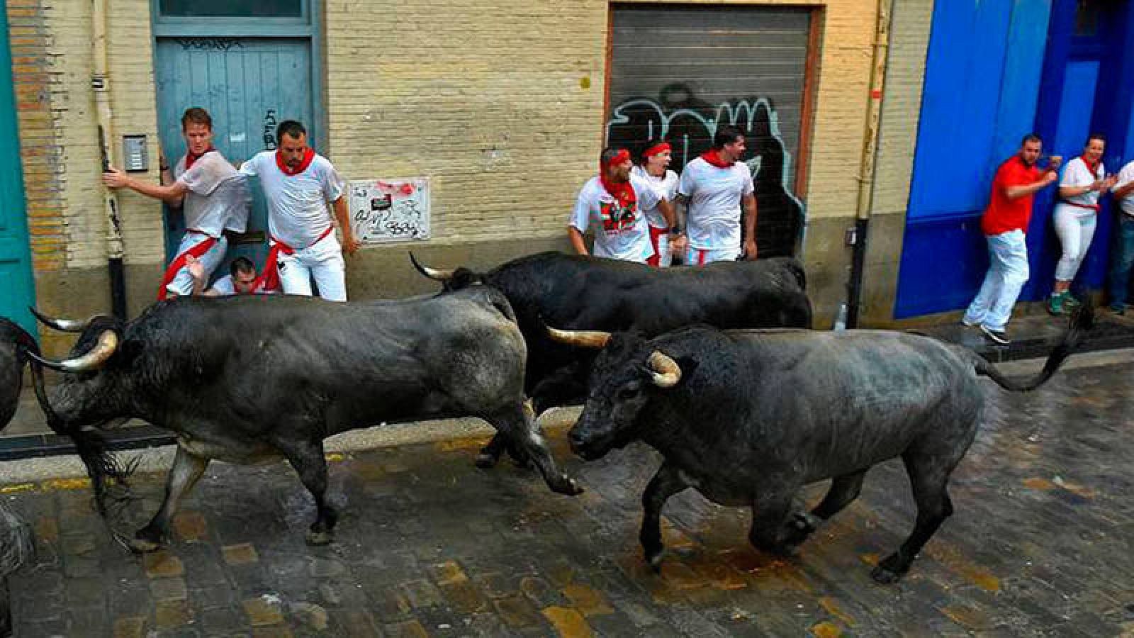 Los toros de José Escolar, en una imagen de San Fermín 2018