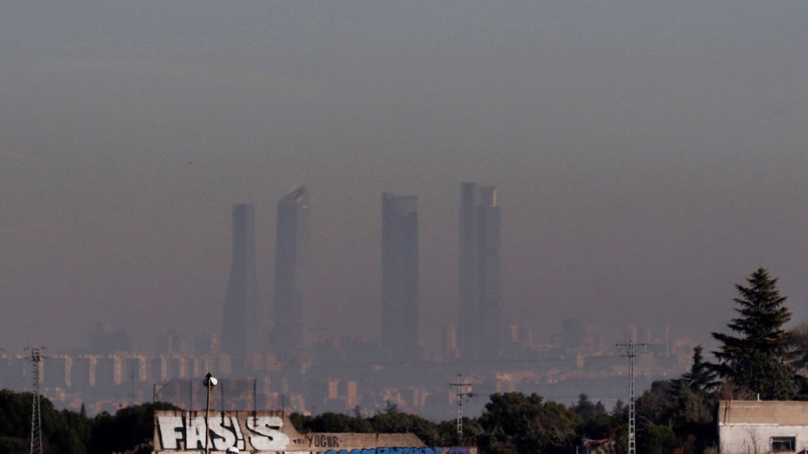 Nube de contaminación sobre Madrid en enero