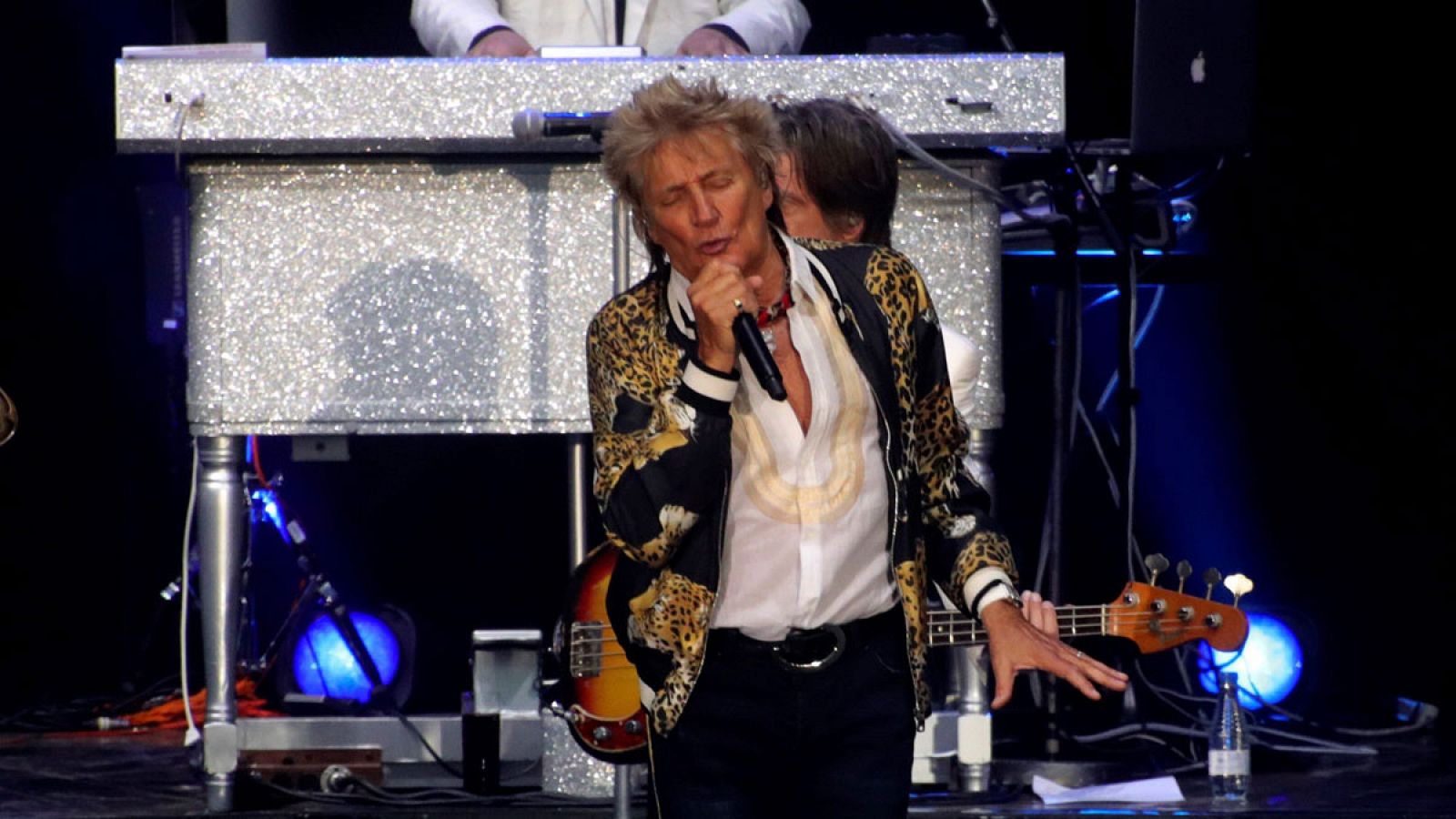 El músico y cantante británico, Rod Stewart, durante su concierto en el festival "Músicos en la Naturaleza" en Hoyos del Espino, Ávila.