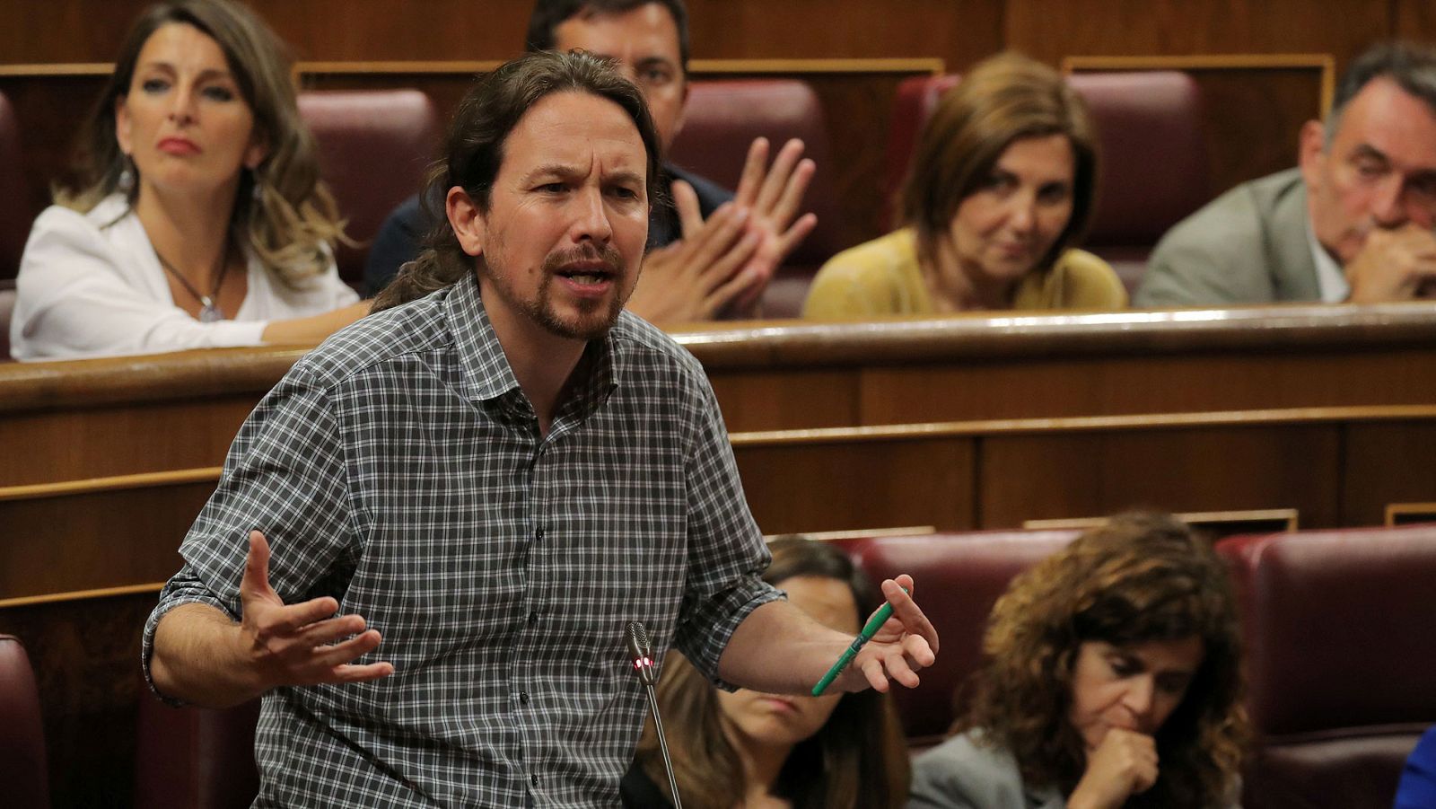 El secretario general de Podemos, Pablo Iglesias, en el Congreso