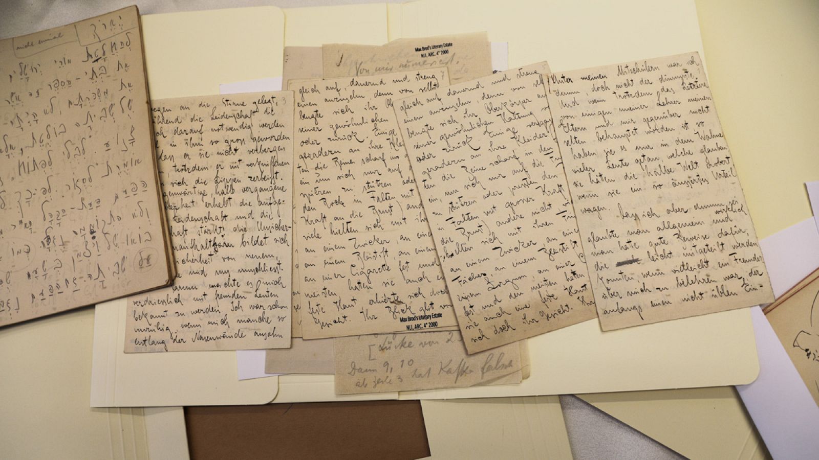 Parte de los documentos de Kafka que se han mostrado en Israel