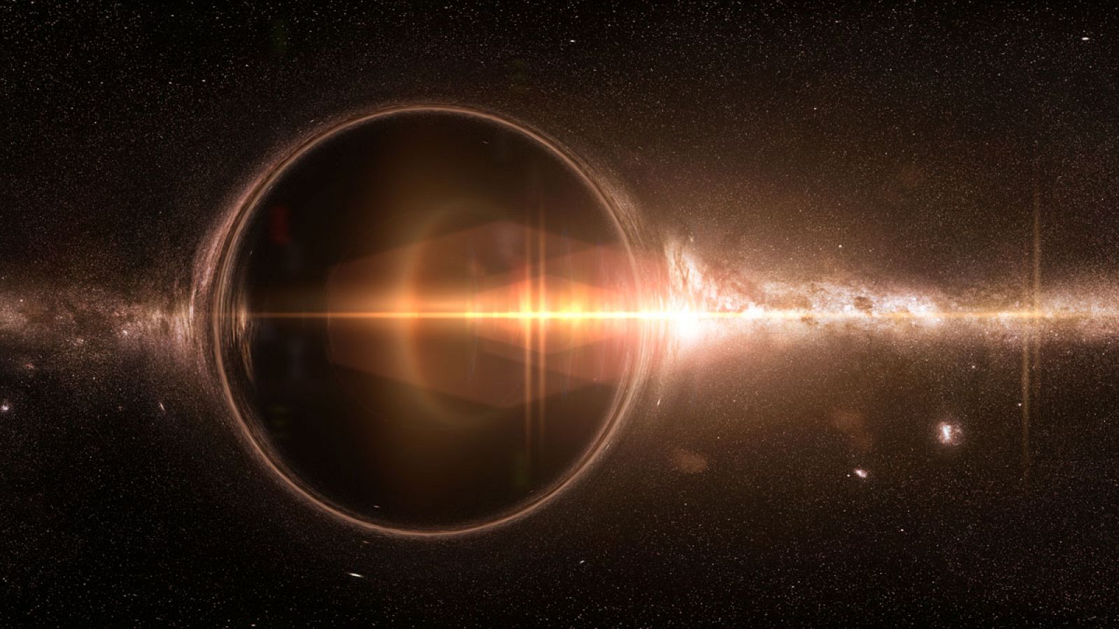 Representación de un agujero negro en el centro de la Vía Láctea.