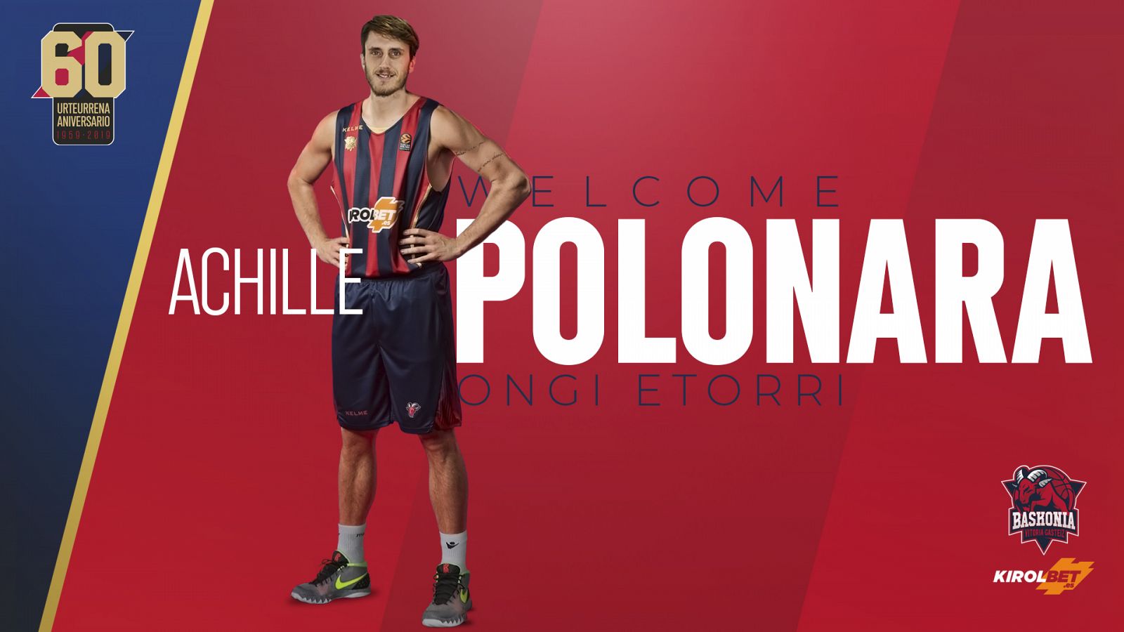 Cartel de bienvenida para Polonara en la web del Baskonia.