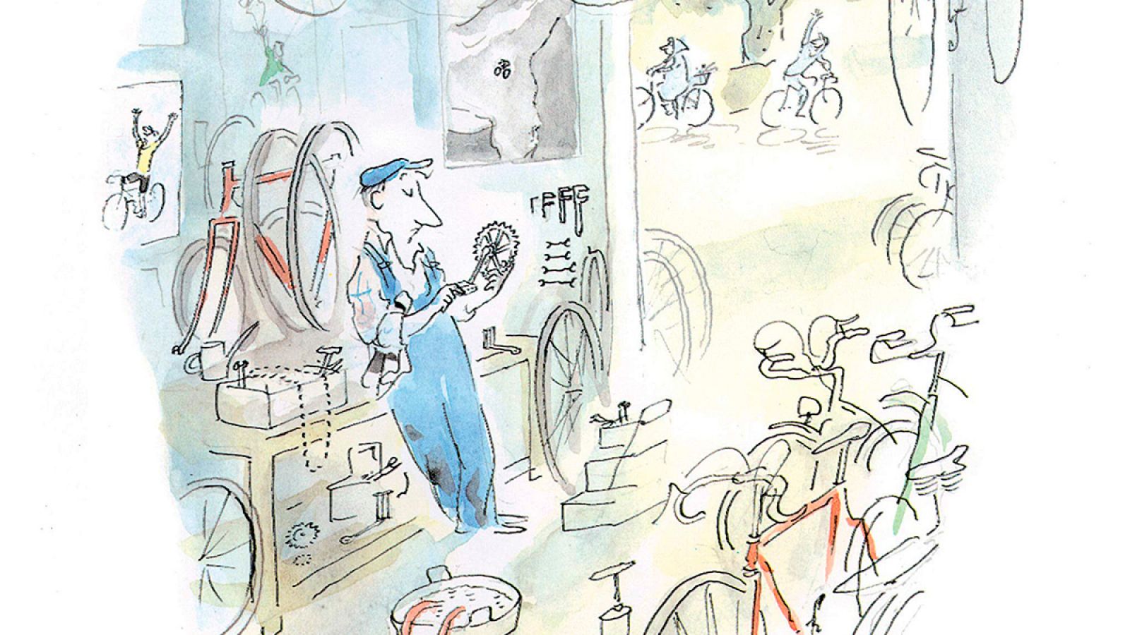 Ilustración de 'El taller de bicicletas', de Sempé