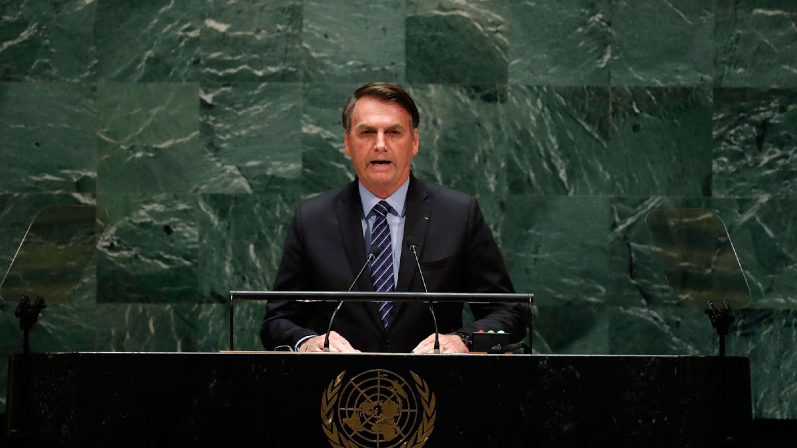 El presidente de Brasil, Jair Bolsonaro, durante su intervención en el 74° periodo de sesiones de la Asamblea General de la ONU.