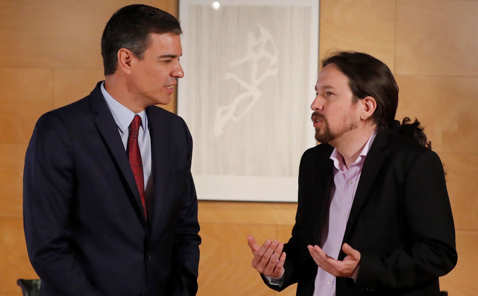 El líder del PSOE, Pedro Sánchez, y el de Unidas Podemos, Pablo Iglesias, en la ronda de entrevistas iniciada por el primero en julio