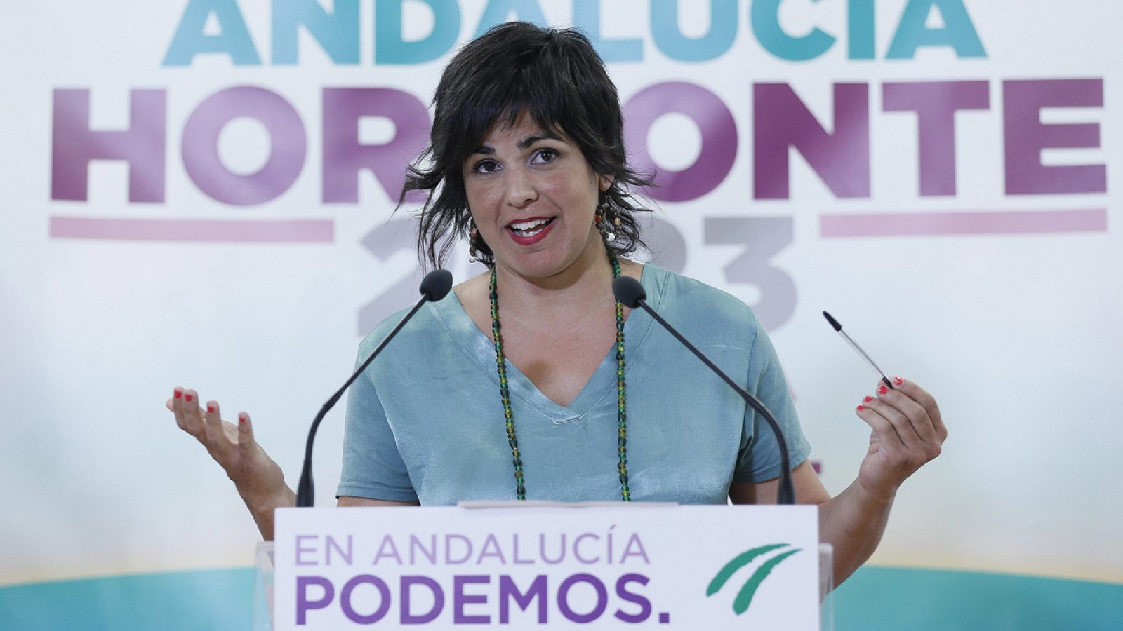 La coordinadora de Podemos Andalucía y presidenta del grupo parlamentario Adelante Andalucía, Teresa Rodríguez