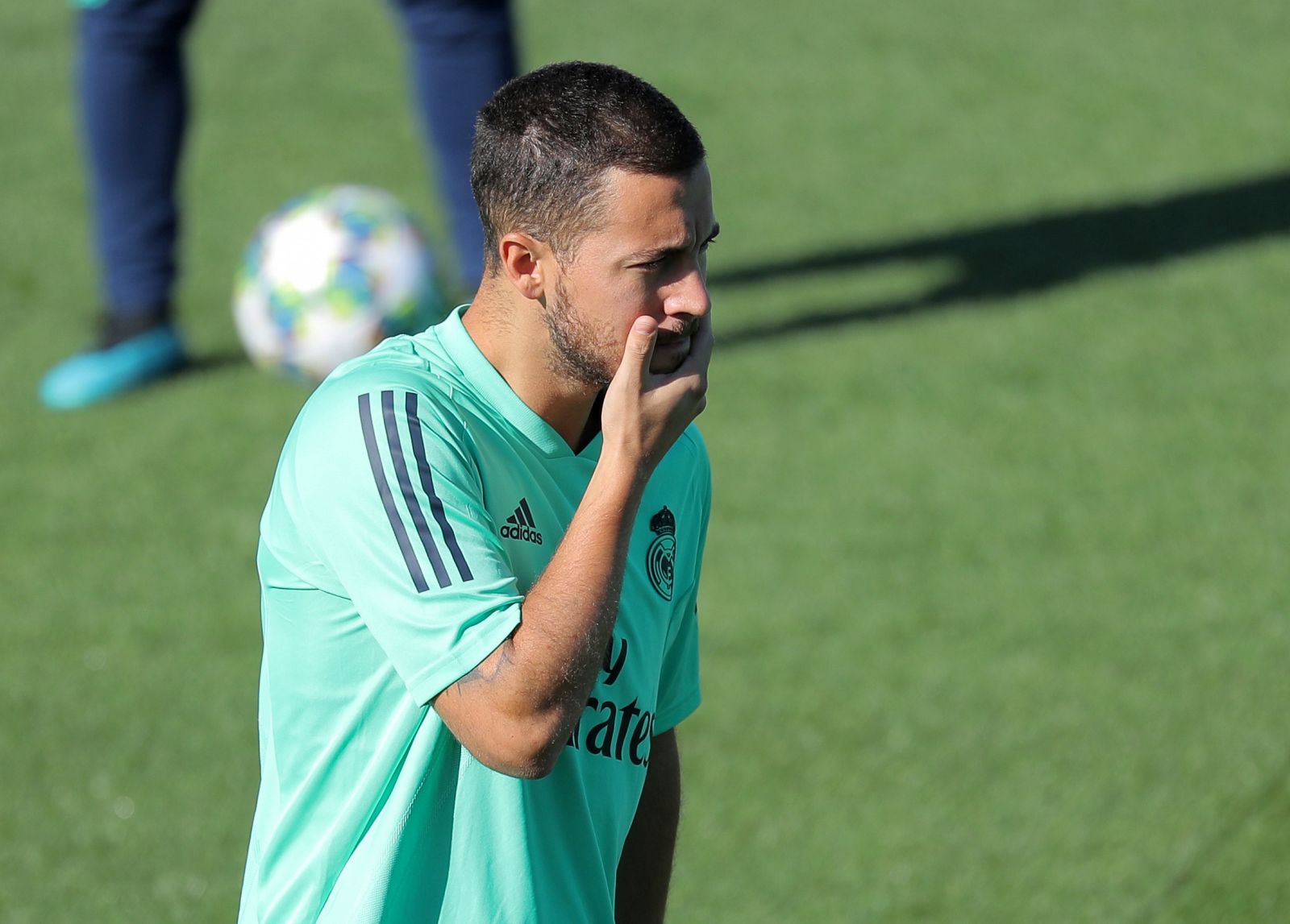 Hazard, este lunes en el entrenamiento del Real Madrid