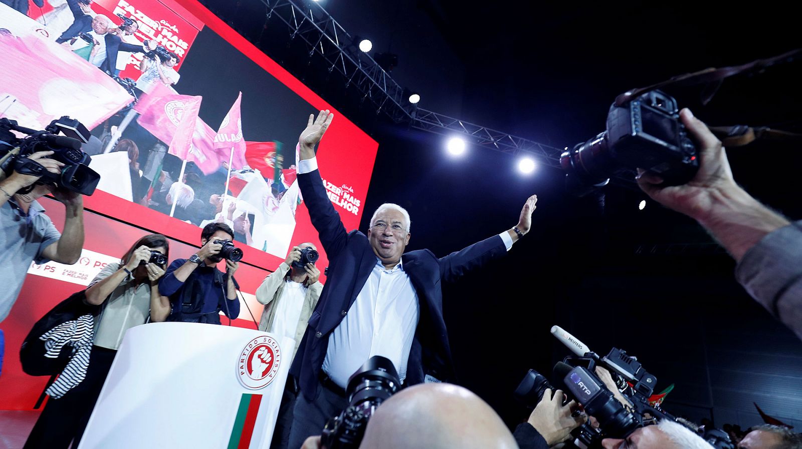 El primer ministro portugués y candidato socialista, António Costa, durante un acto de campaña.