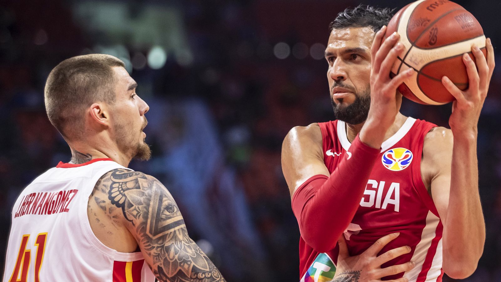 El pívot tunecino Salah Mejri, en el partido del pasado Mundial de baloncesto contra España.