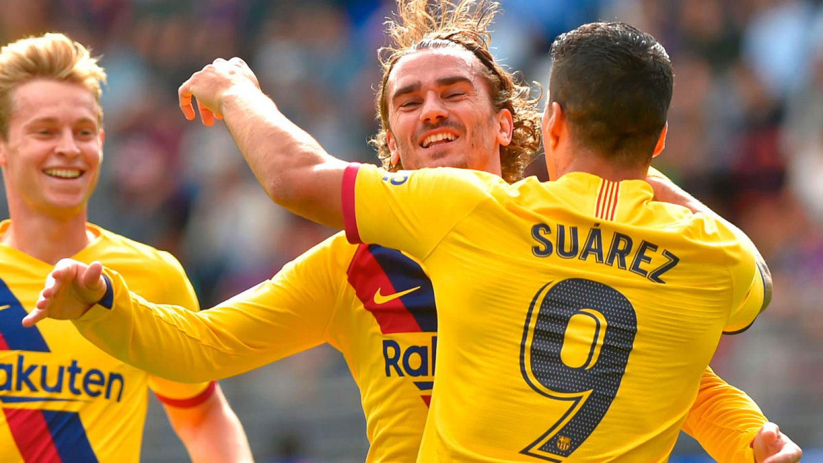 Griezmann, Suárez y De Jong celebran el primer gol