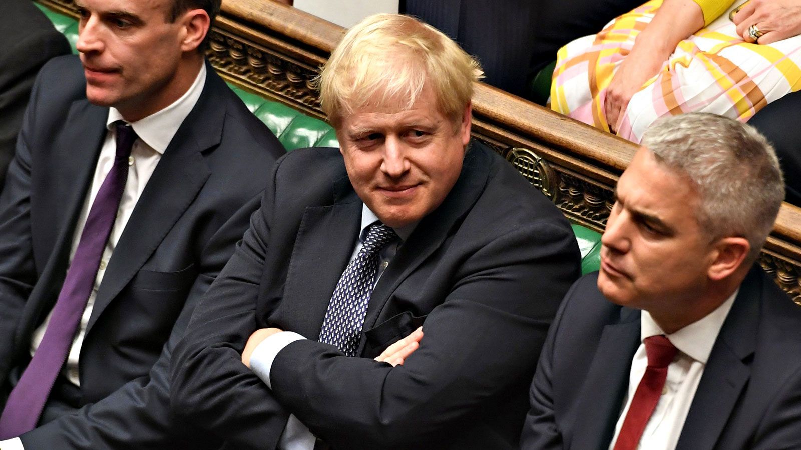 El primer ministro británico, Boris Johnson, en la sesión extraordinaria del Parlamento de este sábado