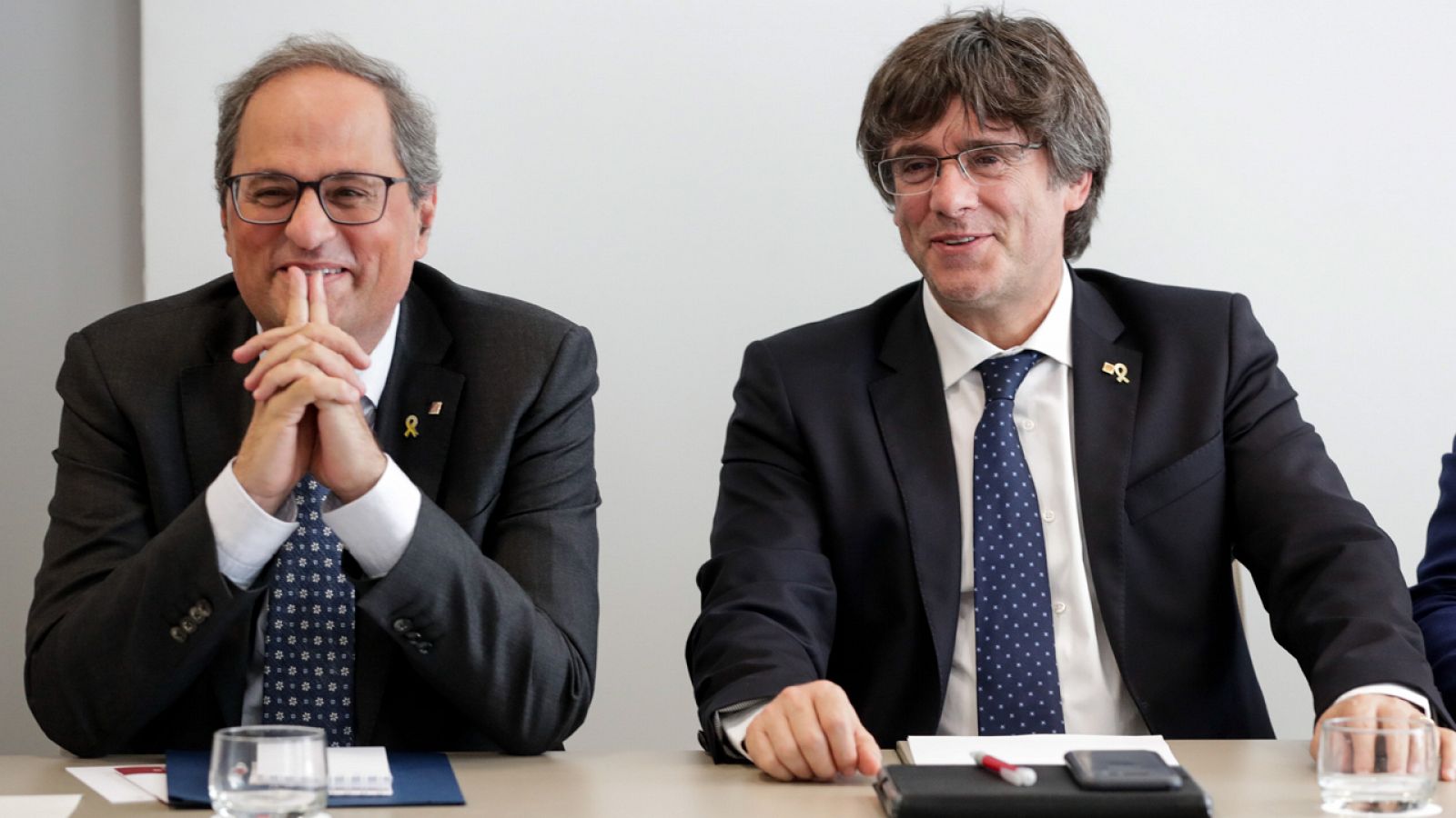 El presidente de la Generalitat, Quim Torra, junto al expresidente Carles Puigdemont en Bruselas